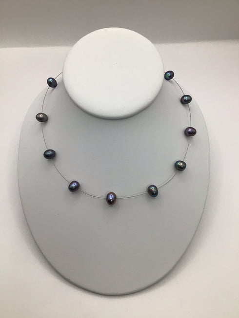 Black Pearl station Necklace