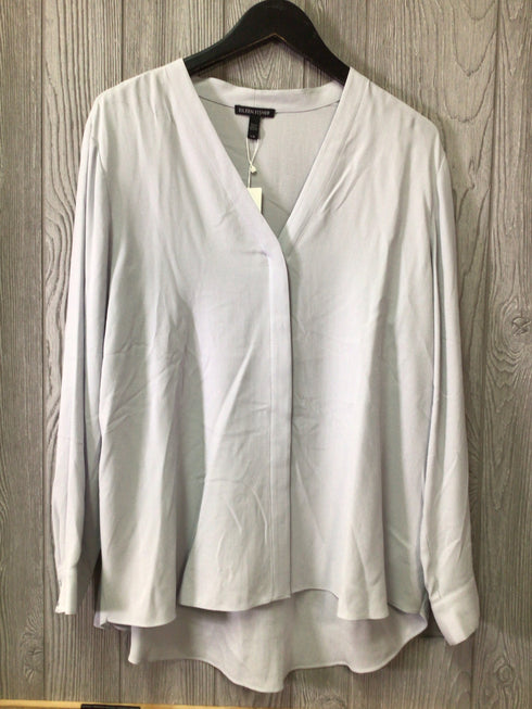 Eileen Fisher V-neck silk Shirt Inksy Size Large New
