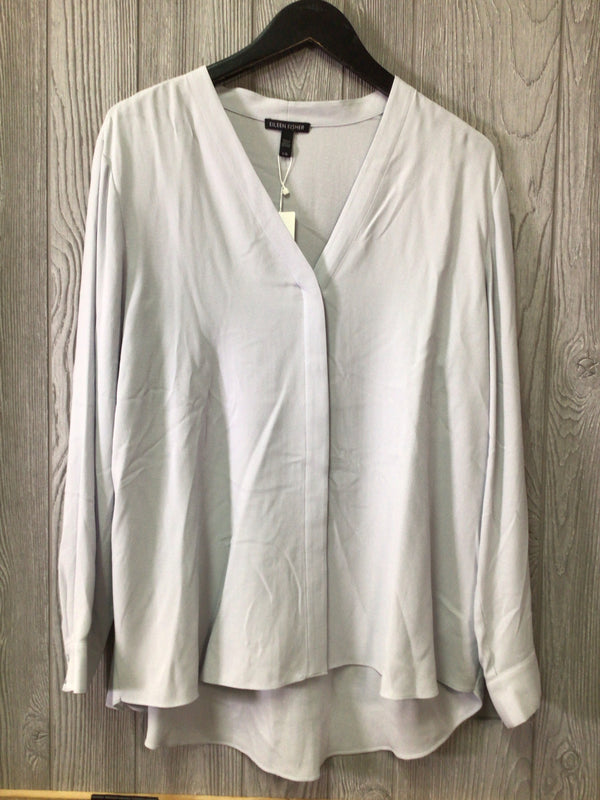 Eileen Fisher V-neck silk Shirt Inksy Size Large New