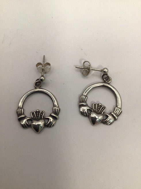 Silver Round Claddah Post Earrings