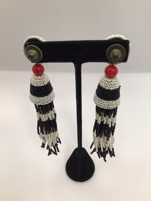 Black beaded tassle Earrings