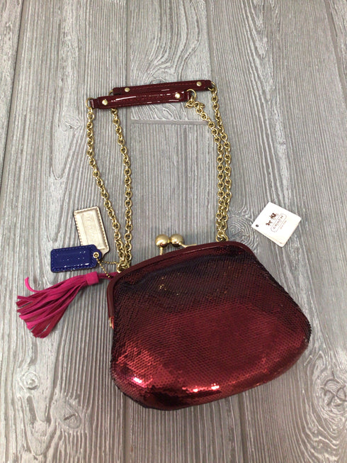 Coach Poppy Crimson Sequin Frame Bag 21218 B4/CM New with tags Evening Bag