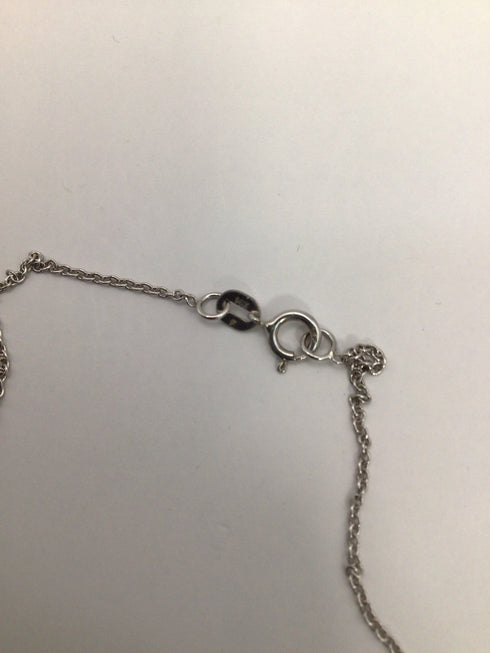 14k White Gold Diamond Horseshoe Pendant Necklace