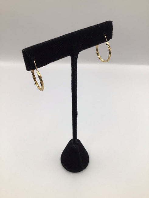 10k Yellow Gold Twisted Hoop 5/8" Vintage Earrings