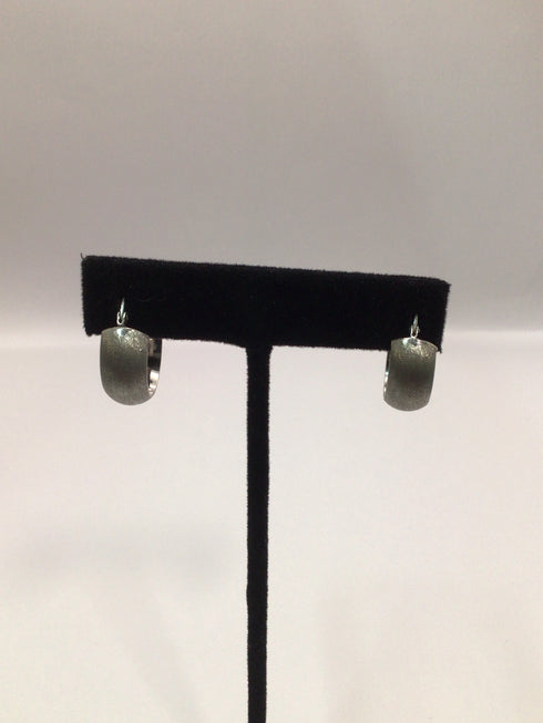 Brushed Silver Hoop Earrings