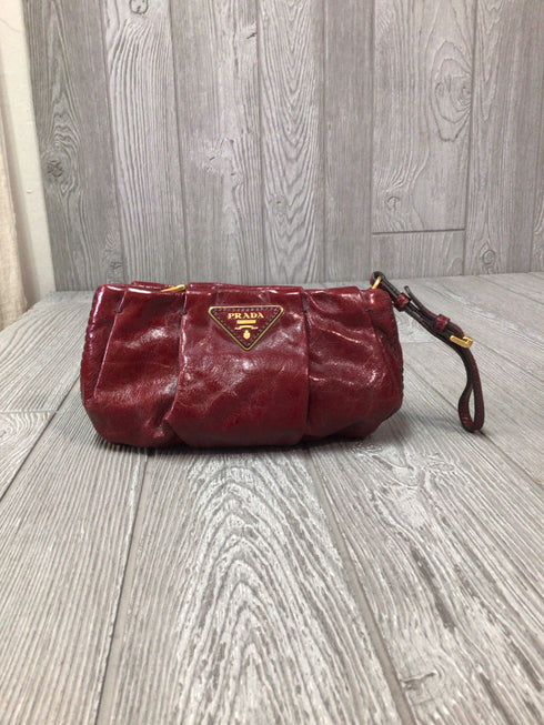 Prada Vitello Shine Leather Pouch Amaranto 1N1422 Pre-owned