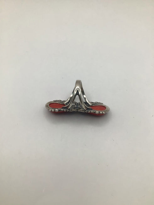 American West Silver Double Teardrop Jasper Ring sz 7.25